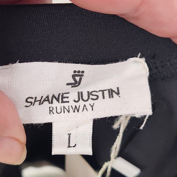 NWT Shane Justin Runway Black White Zip-Around Brief Women's L - Picture 2 of 11